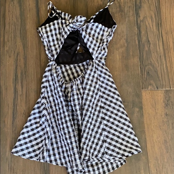 Black and White Plaid Keyhole Dress - Picture 2 of 2